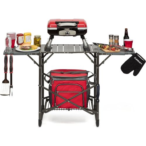  Cuisinart CGG-180T Petit Gourmet Portable Tabletop Propane Gas Grill, Red