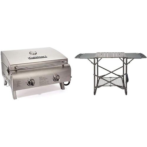  Cuisinart CGG-306 Chefs Style Propane Tabletop Grill, Two-Burner, Stainless Steel & CFGS-222 Take Along Grill Stand