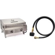 Cuisinart CGG-306 Chefs Style Propane Tabletop Grill, Two-Burner, Stainless Steel & QG-012B LP Adapter Hose, 4-Foot