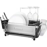 Cuisinart Stainless Steel Dish Drying Rack  Includes Wire Dish Drying Rack, Utensil Caddy, Draining Board, Stemware Holder, and Non-Slip Cup Holders, 14.4” x 12” x 6”- Stainless S