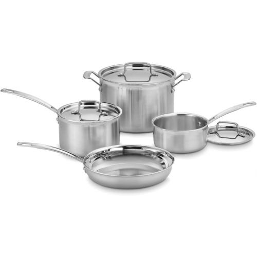  Cuisinart MCP-7N MultiClad Pro Stainless-Steel Cookware 7-Piece Cookware Set - Silver