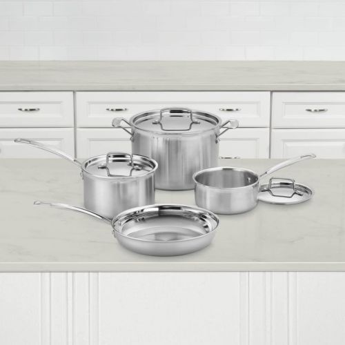  Cuisinart MCP-7N MultiClad Pro Stainless-Steel Cookware 7-Piece Cookware Set - Silver