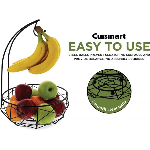  Cuisinart Stainless Steel Fruit Basket with Banana Hanger, Matte Black - Perfect Fruit Storage Basket with Banana Holder to Showcase and Organize Fresh Produce on Kitchen Counterto