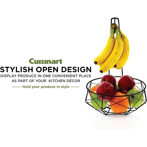  Cuisinart Stainless Steel Fruit Basket with Banana Hanger, Matte Black - Perfect Fruit Storage Basket with Banana Holder to Showcase and Organize Fresh Produce on Kitchen Counterto