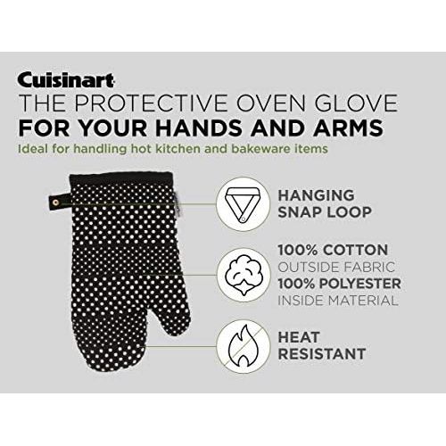  Cuisinart Reversible Print Oven Mitts, 2pk - Heat Resistant Oven Gloves Provide Protection and Safe Insulation to Handle Hot Kitchen Items - Non Slip Oven Mitt Set with Hanging Loo