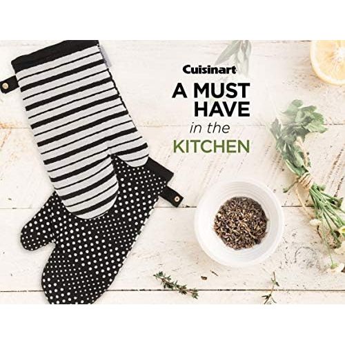  Cuisinart Reversible Print Oven Mitts, 2pk - Heat Resistant Oven Gloves Provide Protection and Safe Insulation to Handle Hot Kitchen Items - Non Slip Oven Mitt Set with Hanging Loo