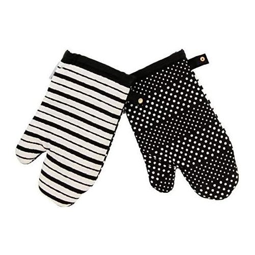  Cuisinart Reversible Print Oven Mitts, 2pk - Heat Resistant Oven Gloves Provide Protection and Safe Insulation to Handle Hot Kitchen Items - Non Slip Oven Mitt Set with Hanging Loo