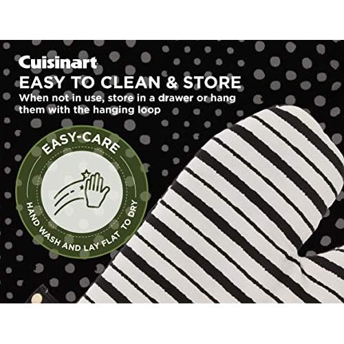  Cuisinart Reversible Print Oven Mitts, 2pk - Heat Resistant Oven Gloves Provide Protection and Safe Insulation to Handle Hot Kitchen Items - Non Slip Oven Mitt Set with Hanging Loo