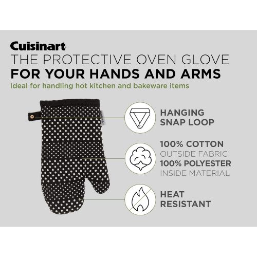  Cuisinart Reversible Print Oven Mitts, 2pk - Heat Resistant Oven Gloves Provide Protection and Safe Insulation to Handle Hot Kitchen Items - Non Slip Oven Mitt Set with Hanging Loo