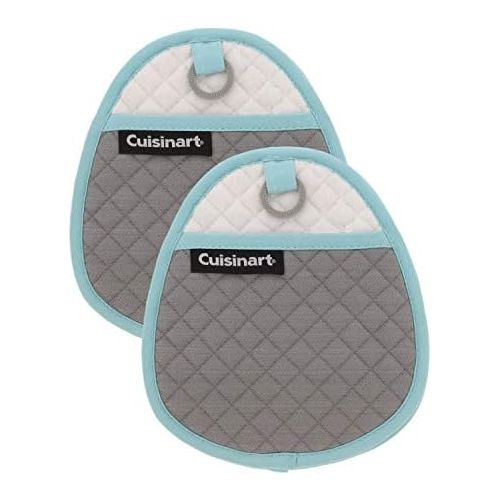  Cuisinart Quilted Silicone Pot Holders and Oven Mitts with Soft Insulated Pockets, 2pk - Heat Resistant Hot Pads, Potholder, Trivets with Non-Slip Grip to Safely Handle Hot Cookwar