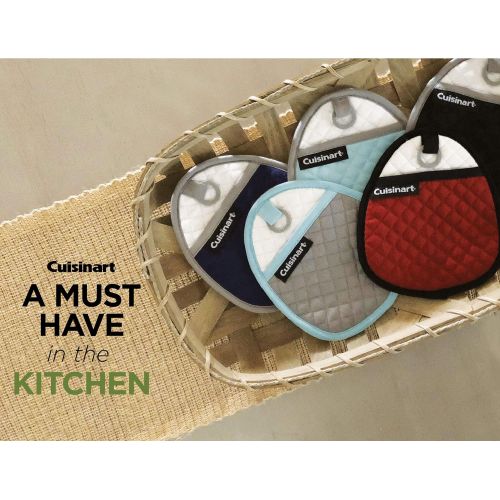  Cuisinart Quilted Silicone Pot Holders and Oven Mitts with Soft Insulated Pockets, 2pk - Heat Resistant Hot Pads, Potholder, Trivets with Non-Slip Grip to Safely Handle Hot Cookwar