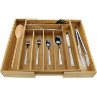 Cuisinart Bamboo Utensil Drawer Organizer  This Expandable Silverware Organizer Has 9 Compartments  Keep Flatware and Utensils Organized  Adjustable Width Up to 21.6 Inches