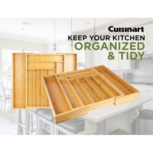  Cuisinart Bamboo Utensil Drawer Organizer  This Expandable Silverware Organizer Has 9 Compartments  Keep Flatware and Utensils Organized  Adjustable Width Up to 21.6 Inches