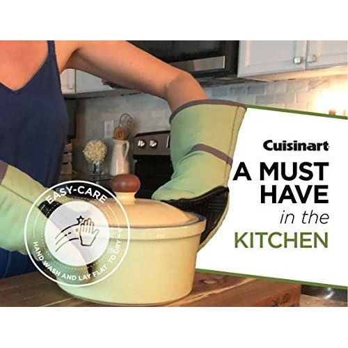  Cuisinart Silicone Oven Mitts, 2 Pack  Heat Resistant To 500 Degrees  Handle Hot Kitchen Items Safely  Non-Slip Silicone Grip Oven Gloves with Insulated Deep Pockets and Hanging