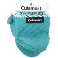 Cuisinart Silicone Quilted Mini Oven Mitts with Hanging Loop and Non-Skid Grip (Dark Turquoise with White)