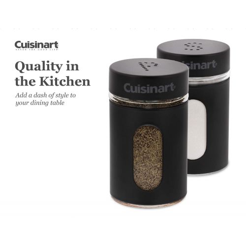  Cuisinart Salt and Pepper Shakers Set, 2.8 ounces - Easy to Fill Glass Salt and Pepper Shakers with Viewing Window - Great for Storing Salt and Pepper, Spices and Seasonings - Blac