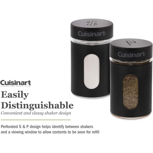 Cuisinart Salt and Pepper Shakers Set, 2.8 ounces - Easy to Fill Glass Salt and Pepper Shakers with Viewing Window - Great for Storing Salt and Pepper, Spices and Seasonings - Blac