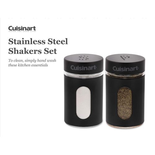  Cuisinart Salt and Pepper Shakers Set, 2.8 ounces - Easy to Fill Glass Salt and Pepper Shakers with Viewing Window - Great for Storing Salt and Pepper, Spices and Seasonings - Blac