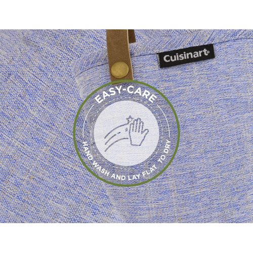  Cuisinart Chambray Neoprene Mini Oven Mitts, 2pk - Heat Resistant Kitchen Gloves to Protect Hands, Non-Slip Grip, Faux Leather Loop - Ideal Set for Handling Hot Cookware, Bakeware