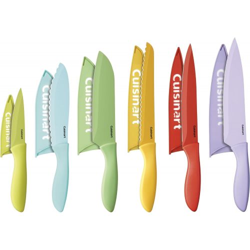  Cuisinart C55-12PCER1 Advantage Color Collection 12-Piece Knife Set with Blade Guards, Multicolored