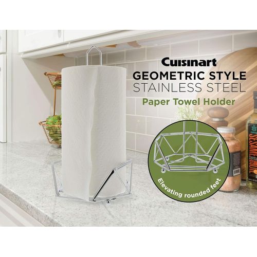  Cuisinart Stainless Steel Paper Towel Holder with Triangular Geometric Base and Elevated Rounded Feet for Stability, Countertop Paper Towel Dispenser, Fits Any Size Kitchen Towel R