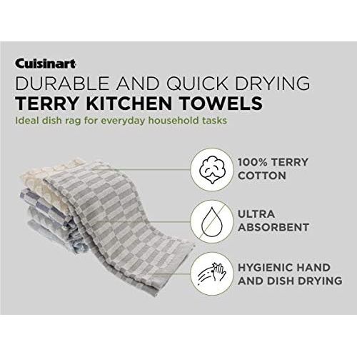  Cuisinart 100% Cotton Kitchen Hand Towels, 2pk - Soft and Absorbent Kitchen Towels Perfect for Drying Dishes and Hands-Hygienic Bleachable Kitchen Towels Perfect for Everyday Use,