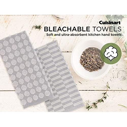  Cuisinart 100% Cotton Kitchen Hand Towels, 2pk - Soft and Absorbent Kitchen Towels Perfect for Drying Dishes and Hands-Hygienic Bleachable Kitchen Towels Perfect for Everyday Use,