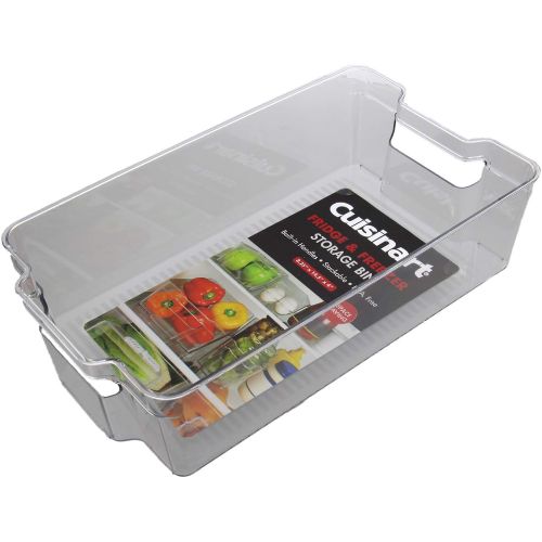  Cuisinart Freezer and Fridge Organizer Bins  Large Plastic Organizer Bin, Measures 8.25 x 14.5 x 4 Inches  Ideal for Storing Fruit and Vegetables  Built-In Handle, Stackable, BP