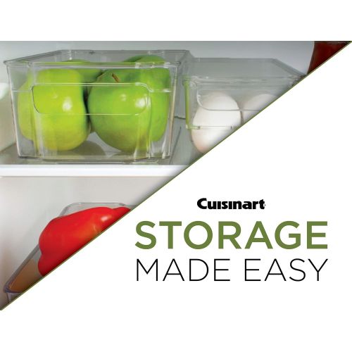  Cuisinart Freezer and Fridge Organizer Bins  Large Plastic Organizer Bin, Measures 8.25 x 14.5 x 4 Inches  Ideal for Storing Fruit and Vegetables  Built-In Handle, Stackable, BP