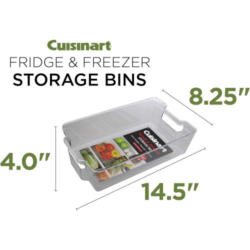  Cuisinart Freezer and Fridge Organizer Bins  Large Plastic Organizer Bin, Measures 8.25 x 14.5 x 4 Inches  Ideal for Storing Fruit and Vegetables  Built-In Handle, Stackable, BP