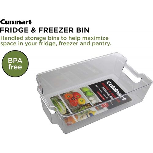  Cuisinart Freezer and Fridge Organizer Bins  Large Plastic Organizer Bin, Measures 8.25 x 14.5 x 4 Inches  Ideal for Storing Fruit and Vegetables  Built-In Handle, Stackable, BP