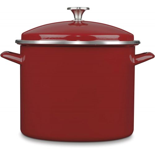  Cuisinart Chefs Classic Enamel on Steel Stockpot with Cover, 12-Quart, Red