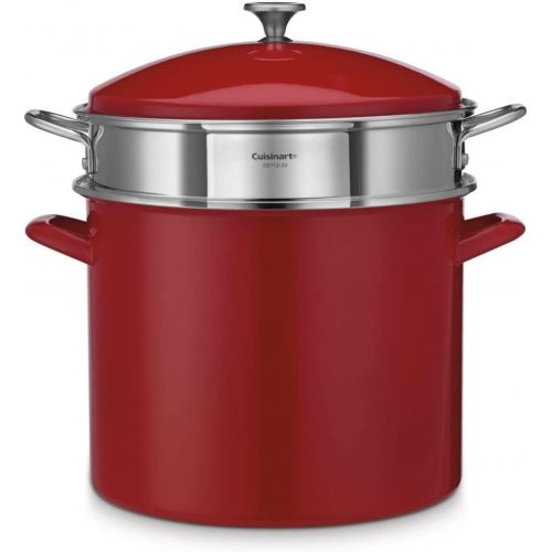  Cuisinart Chefs Classic Enamel on Steel Stockpot with Cover, 12-Quart, Red