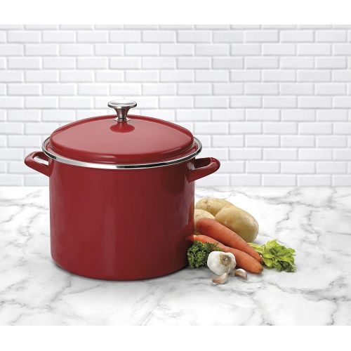  Cuisinart Chefs Classic Enamel on Steel Stockpot with Cover, 12-Quart, Red