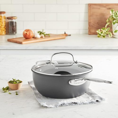  Cuisinart Chefs Classic Nonstick Hard-Anodized 4-Quart Chefs Pan with Helper Handle and Glass Cover