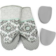 Cuisinart 4-Piece Oven Mitt and Mini Silicone Mitt Set (Grey)