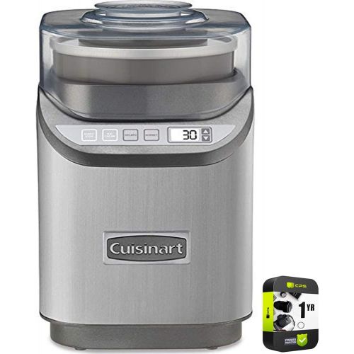  Cuisinart ICE-70 Electronic Ice Cream Maker Brushed Chrome Bundle with 1 Year Extended Protection Plan