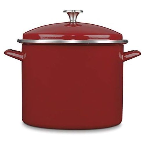  Cuisinart Enamel Stockpot with Cover, 16-Quart, Red