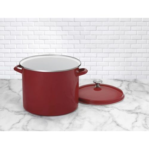  Cuisinart Enamel Stockpot with Cover, 16-Quart, Red