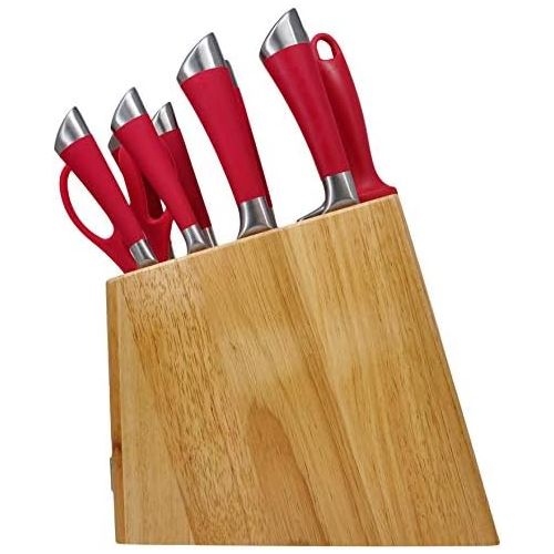  Cuisinart 11 Piece Stainless Steel Kitchen Chef Santoku Knife Set with Wooden Block and Shears, Red