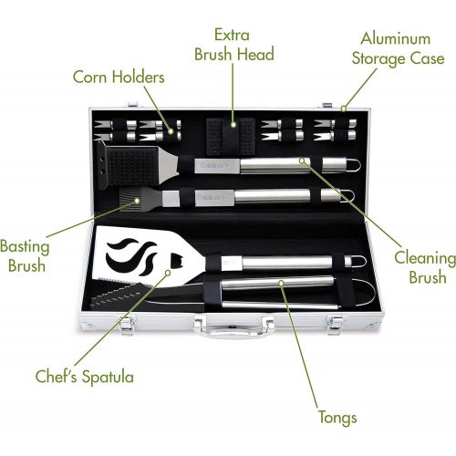  Cuisinart CGS-5014 Deluxe Grill Set, 14-Piece, Stainless Steel