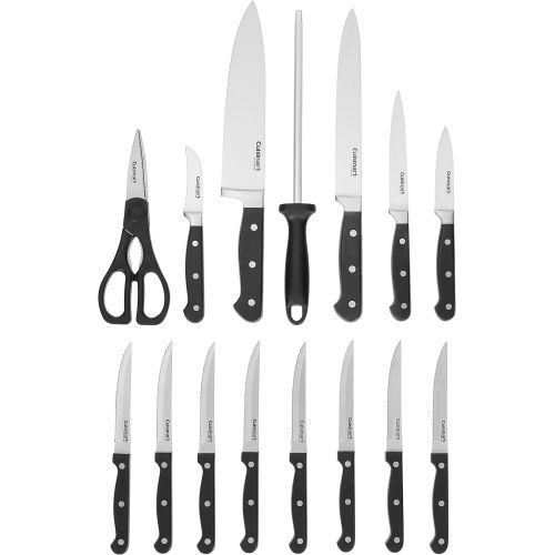  Cuisinart C77TR-16P Triple Rivet Collection 16-Piece Cutlery Block Set, Stainless Steel