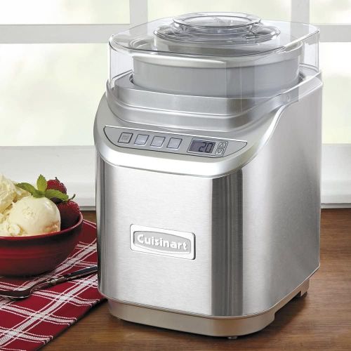  Cuisinart ICE-70 Electronic Ice Cream Maker, Brushed Chrome, Ice Cream Maker with Countdown Timer, With Countdown Timer