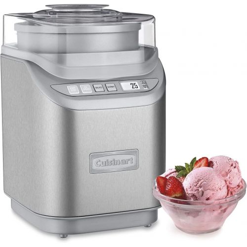  Cuisinart ICE-70 Electronic Ice Cream Maker, Brushed Chrome, Ice Cream Maker with Countdown Timer, With Countdown Timer