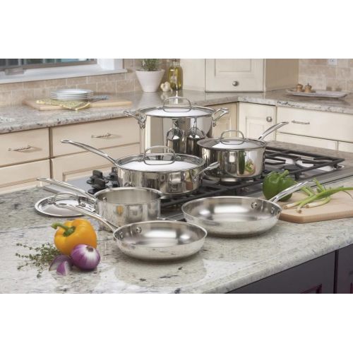  Cuisinart 77-10 Chefs Classic Stainless 10-Piece Cookware Set,Silver