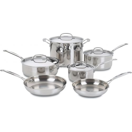  Cuisinart 77-10 Chefs Classic Stainless 10-Piece Cookware Set,Silver