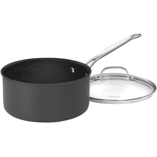  Cuisinart Chefs Classic Nonstick Hard-Anodized 3-Quart Saucepan with Lid,Black