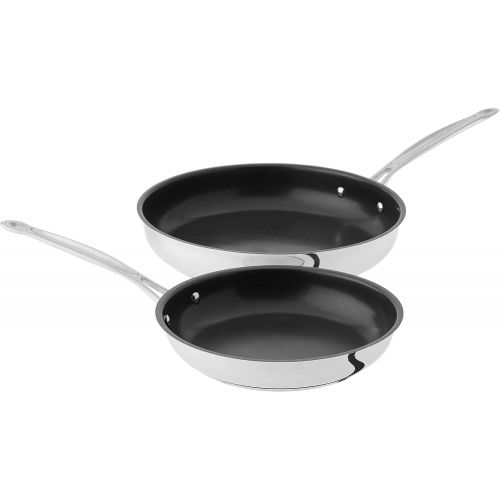  Cuisinart Chefs Classic Stainless Nonstick 2-Piece 9-Inch and 11-Inch Skillet Set - Black And Silver