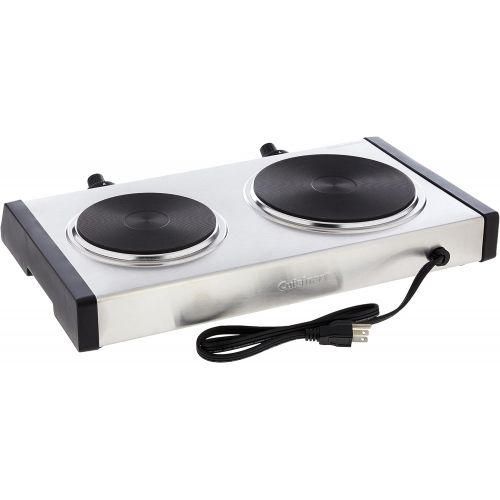  Cuisinart Cast-Iron Double Burner, 11.5(L) x 19.5(W) x 2.5(H), Silver