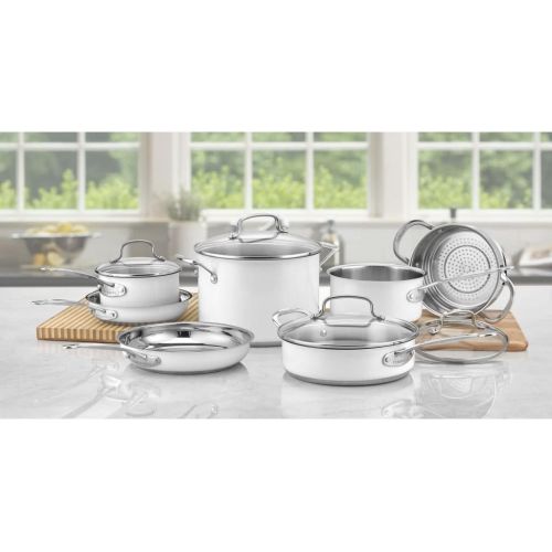  Cuisinart Chefs Classic Stainless Color Series 11-Piece Set (White), White
